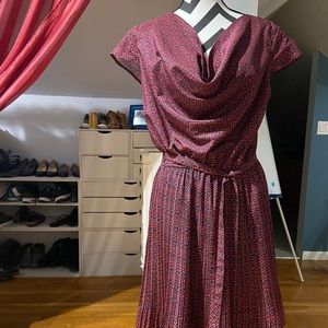 Vintage cap-sleeved dress with pleated skirt